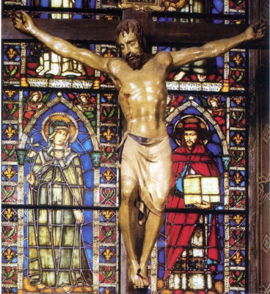 <p>Donatello. Crocifisso. 1406-1408. Legno dipinto. Firenze, Basilica di Santa Croce</p>