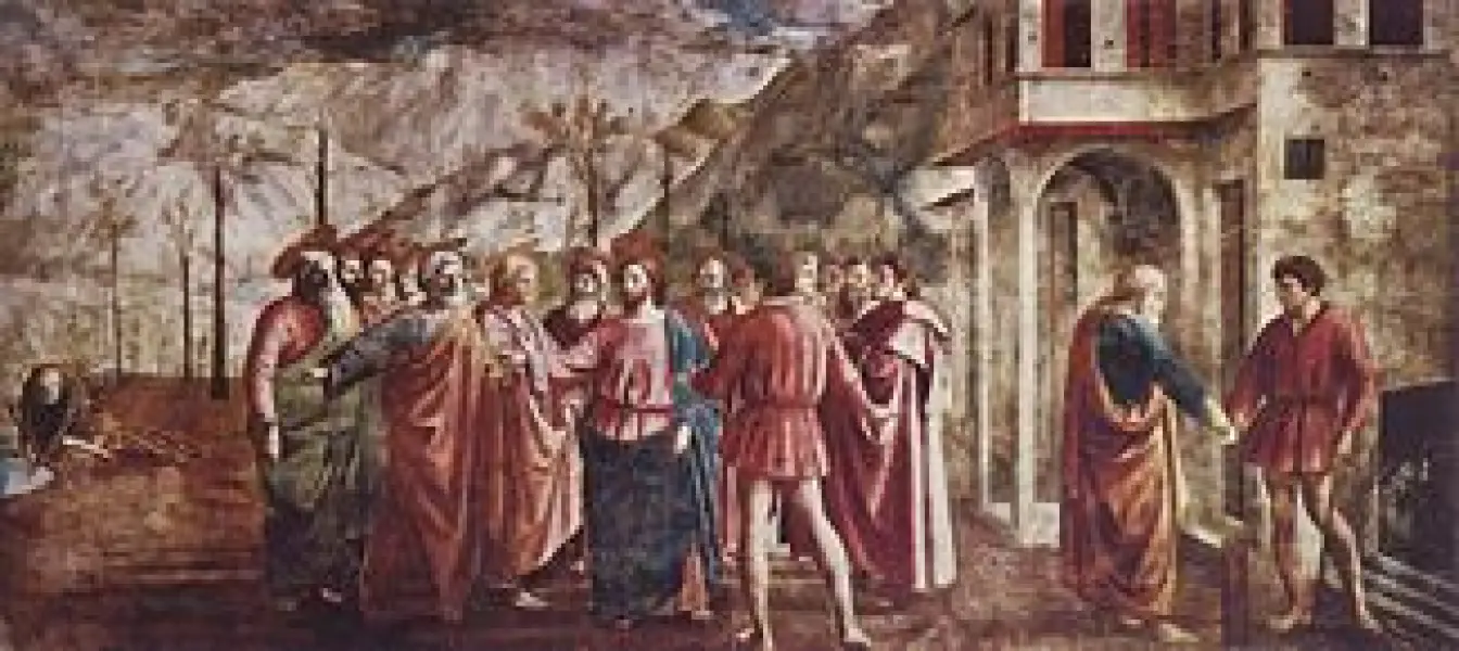 Masaccio. Il tributo. 1424-28 Affresco. Firenze, Chiesa del Carmine, Cappella Brancacci, parete sinistra, registro superiore