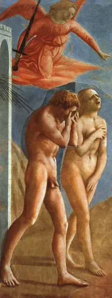 Masaccio. Cacciata di Adamo ed Eva. 1424 ca. Affresco. Firenze, Chiesa del Carmine, Cappella Brancacci