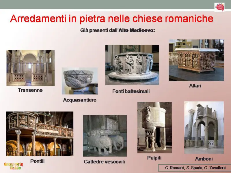 <p>C. Romani, S. Spada, G. Zavalloni. Arredamenti in pietra nelle chiese romaniche. Mappa concettuale.</p>