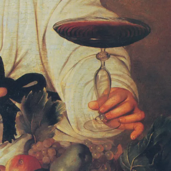 <p>Caravaggio Bacco. 1593-94. Dett della mano che porge la coppa. Olio su tela. cm. 95X85 Firenze, Uffizi</p>