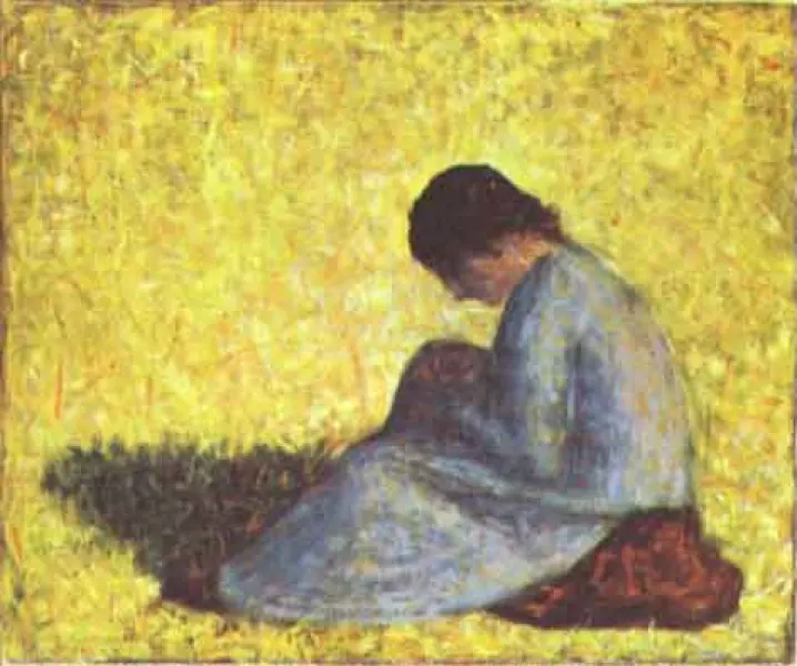 <p>George Seurat. Contadina seduta sull'erba. 1882. Olio su tela. 38x46 cm. New York, Guggenheim Museum</p>