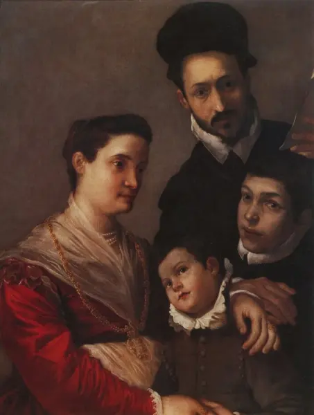 <p>Ludovico Carracci. Ritratto di famiglia. 1589-90. Olio su tela.  cm 97X76. Bologna, Pinacoteca Nazionale.</p>