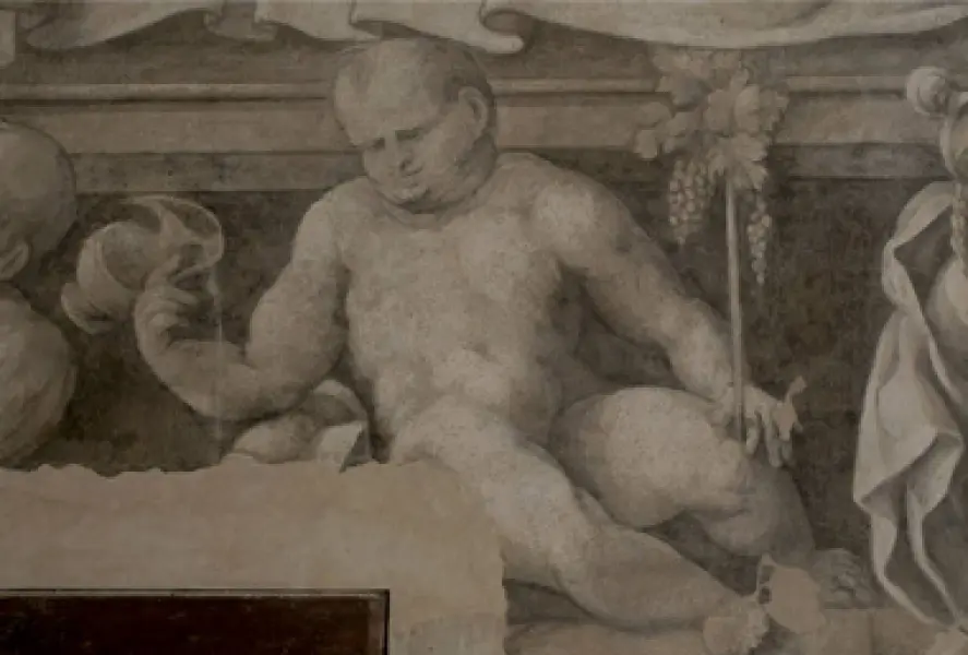 A. Aspertini. Putto. part. della Sala di Marte. Affresco. 1538-42.
  Minerbio, Rocca Isolani