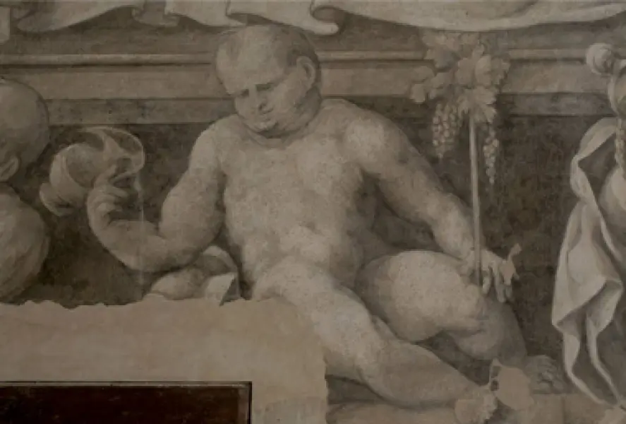 A. Aspertini. Putto. part. della Sala di Marte. Affresco. 1538-42.
  Minerbio, Rocca Isolani