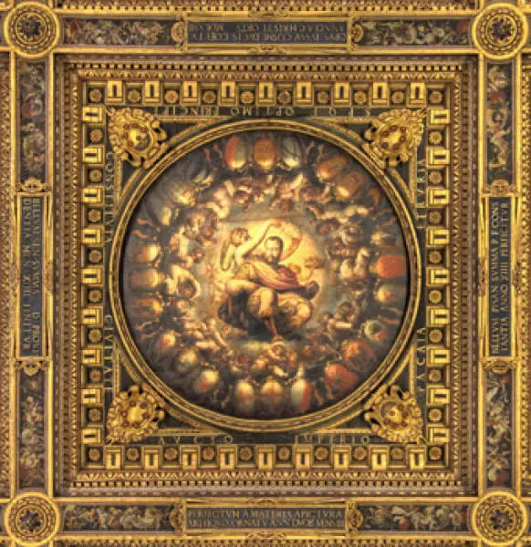 <p>Giorgio Vasari. Apoteosi di Cosimo I De' Medici. 1563-65. Olio su tela. Firenze, Palazzo Vecchio.</p>