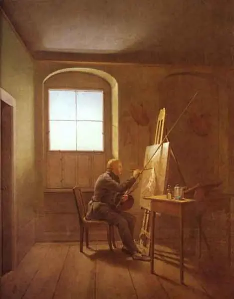 Georg Friedrich Kersting C. D. Friedrich nel suo atelier. 1811. Olio su tela. Amburgo, Kunsthalle
