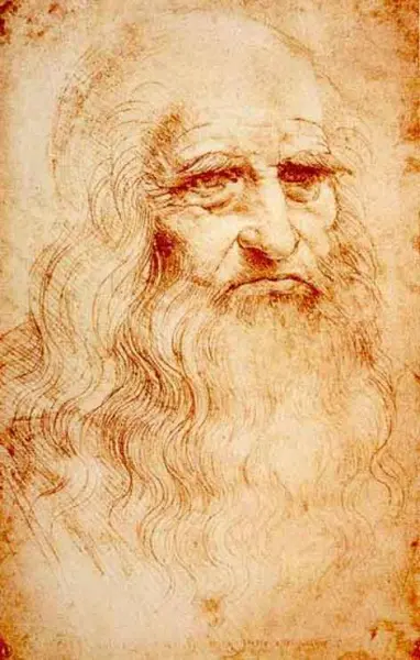 Leonardo da Vinci. Autoritratto. 1515 ca. Disegno a sanguigna. cm 33,3X21,3. Torino, Biblioteca 

reale.