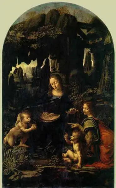 Leonardo da Vinci. La Vergine delle rocce. Olio su tavola trasportato su tela. 1483-86. Parigi, 

Louvre