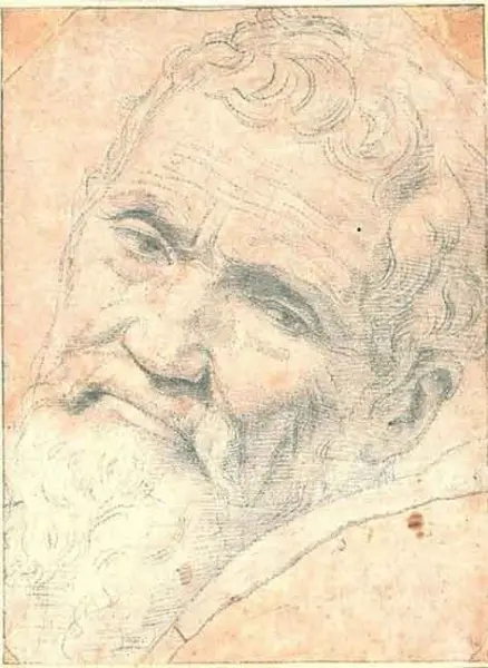 <p>Daniele da Volterra. Ritratto di Michelangelo. 1550-52. Disegno in gesso color sanguigna su carta.</p>