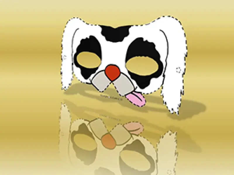 <p>A. Cocchi. Maschera Cagnolino Bianco nero. Immagine jpg tratta da disegno a pennarello.</p>