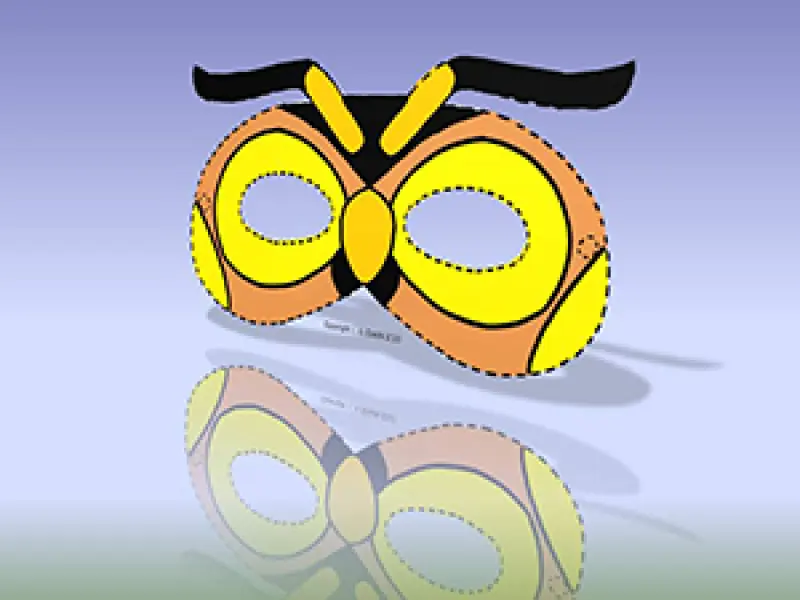 <p>A. Cocchi. Maschera Ape gialla e nera. Immagine jpg tratta da disegno a pennarello.</p>