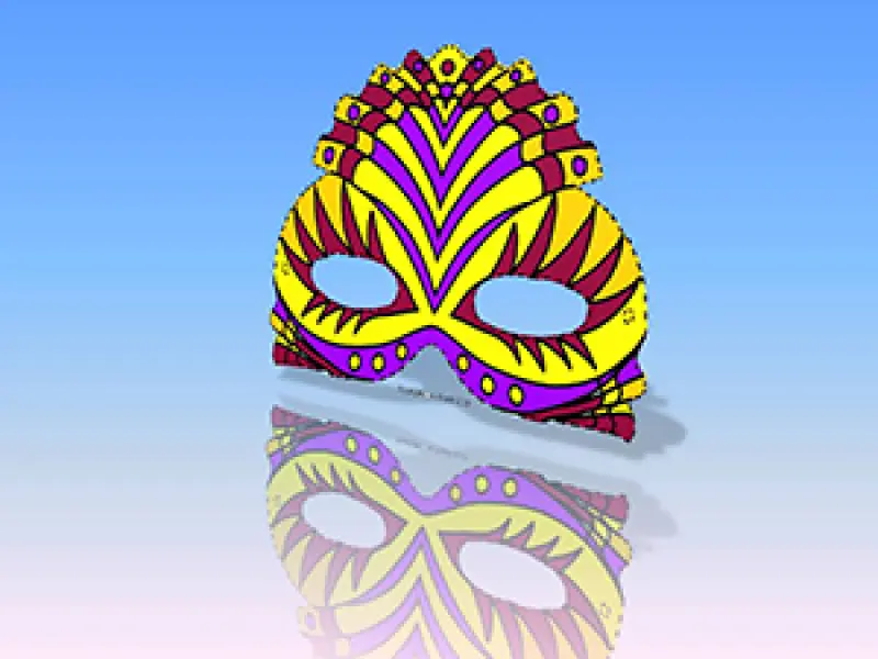 <p>A. Cocchi. Maschera dama Ventaglio. Esempio a colori Giallo,Viola, Bordeaux. Immagine jpg tratta da disegno a pennarello.</p>
