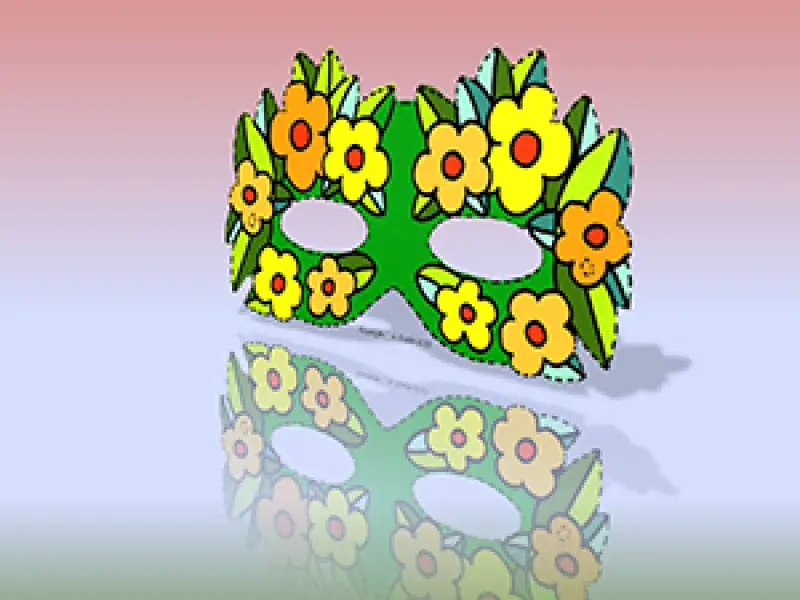 <p>A. Cocchi. Maschera Fata Fiorella. Esempio a colori Verde, arancio, giallo. Immagine jpg tratta da disegno a pennarello.</p>