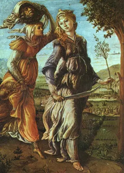 <p>Sandro Botticelli. Il ritorno di Giuditta da Betulia-. 1472. Tempera su tavola cm. 31X25. Firenze, Galleria degli Uffizi</p>