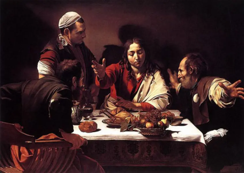 Caravaggio. Cena in Emmaus. 1596-98. Olio su tela. cm. 139X135. Londra National Gallery