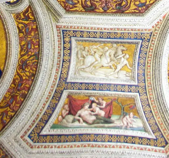 <p>Giovan Antonio Bazzi, Detto Sodoma. <em>Stanza della Segnatura, Decorazioni della volta</em>. Dett. 1508. Affresco. Roma, Vaticano.</p>
