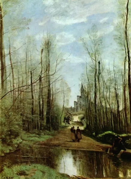 <p>Jean Baptiste-Camille Corot, La chiesa di Marissel, 1866, olio su tela, 55 x 43 cm. Musée du Louvre, Parigi,</p>
