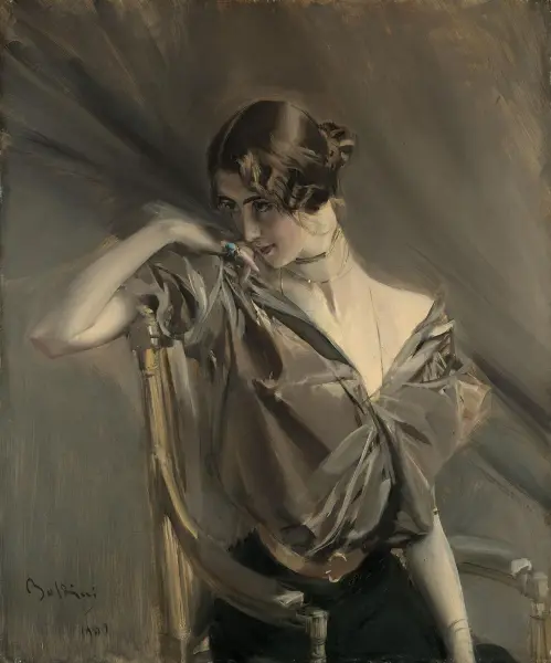 <p>Boldini, Cléo de Mérode, 1901, olio su tela, 97,8x88,9 cm, collezione privata.</p>
